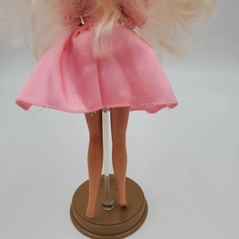 Vintage Mattel Barbie Doll Long Blonde Hair Blue Eyes Pink Dress Hat - Picture 8 of 13